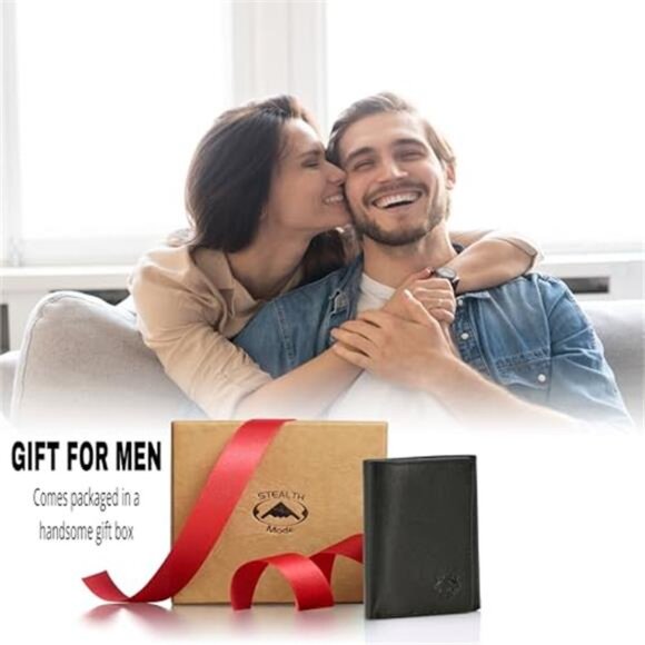Trifold Leather Wallet for Men with RFID Blocking